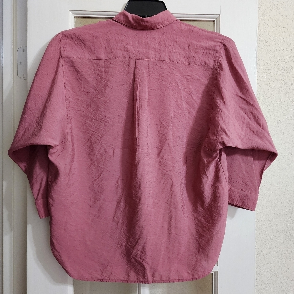 NWT LOFT Petite Rose Pink Button Front Blouse XSP - Picture 3 of 11